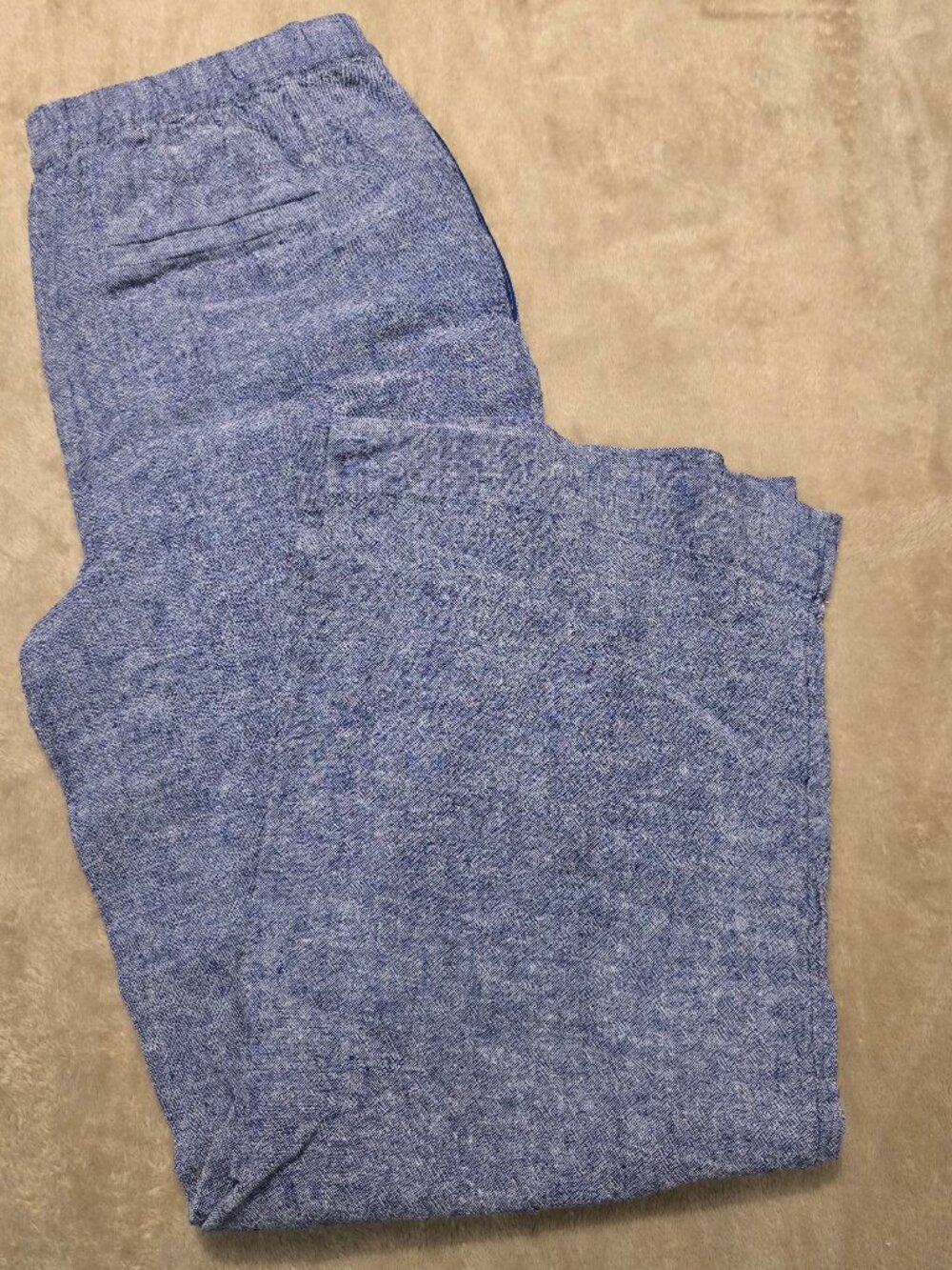 Reitmans High-Rise Linen Blend Wide Leg Pants Blue Mix XS P